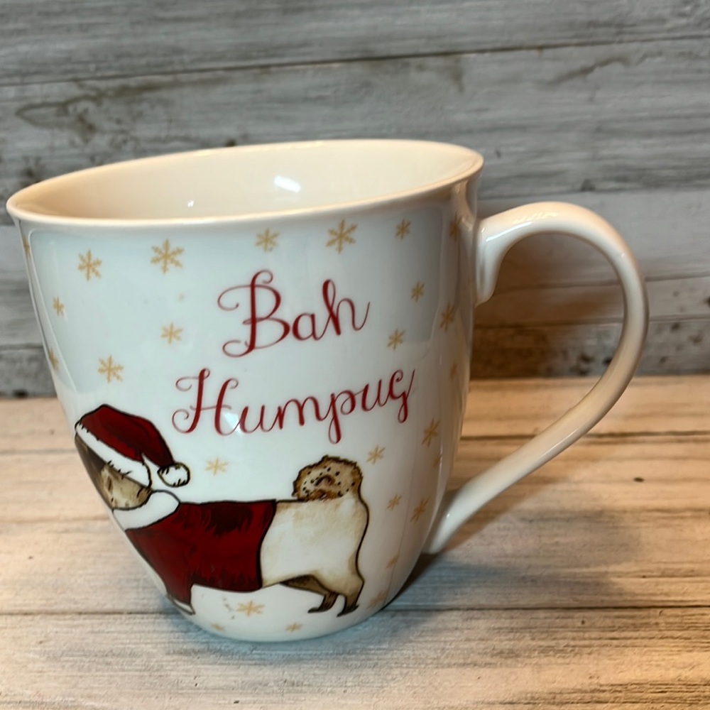 “Bah Humpug” Adorable Milly Green British Design Pug Mug Coffee Cup 4”